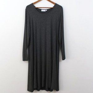 Habitat Black & LT.Gray Rayon Stripe Long Sleeve Dress